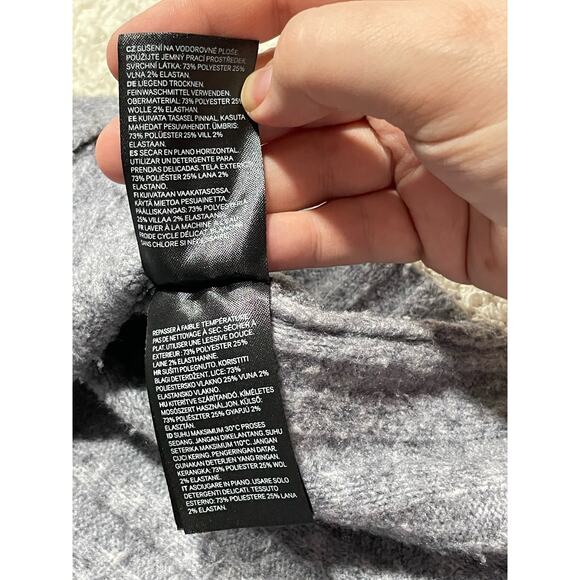 H&M Womens Sz Small Crew Neck Long Sleeve Ribbed Pullover Oversized Sweater Gray - Picture 10 of 12